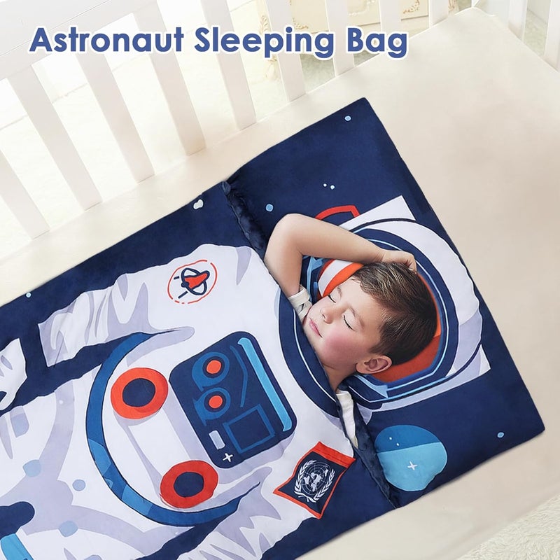 Decalsweet Kids Sleeping Bag Toddler Nap Mat with Removable Pillow, Large Foldable Sleeping Bag for Girls Boys, Easy Clean Slumber Bag with Double Zip for Camping School Preschool Daycare, 59×24 inch - Image 4